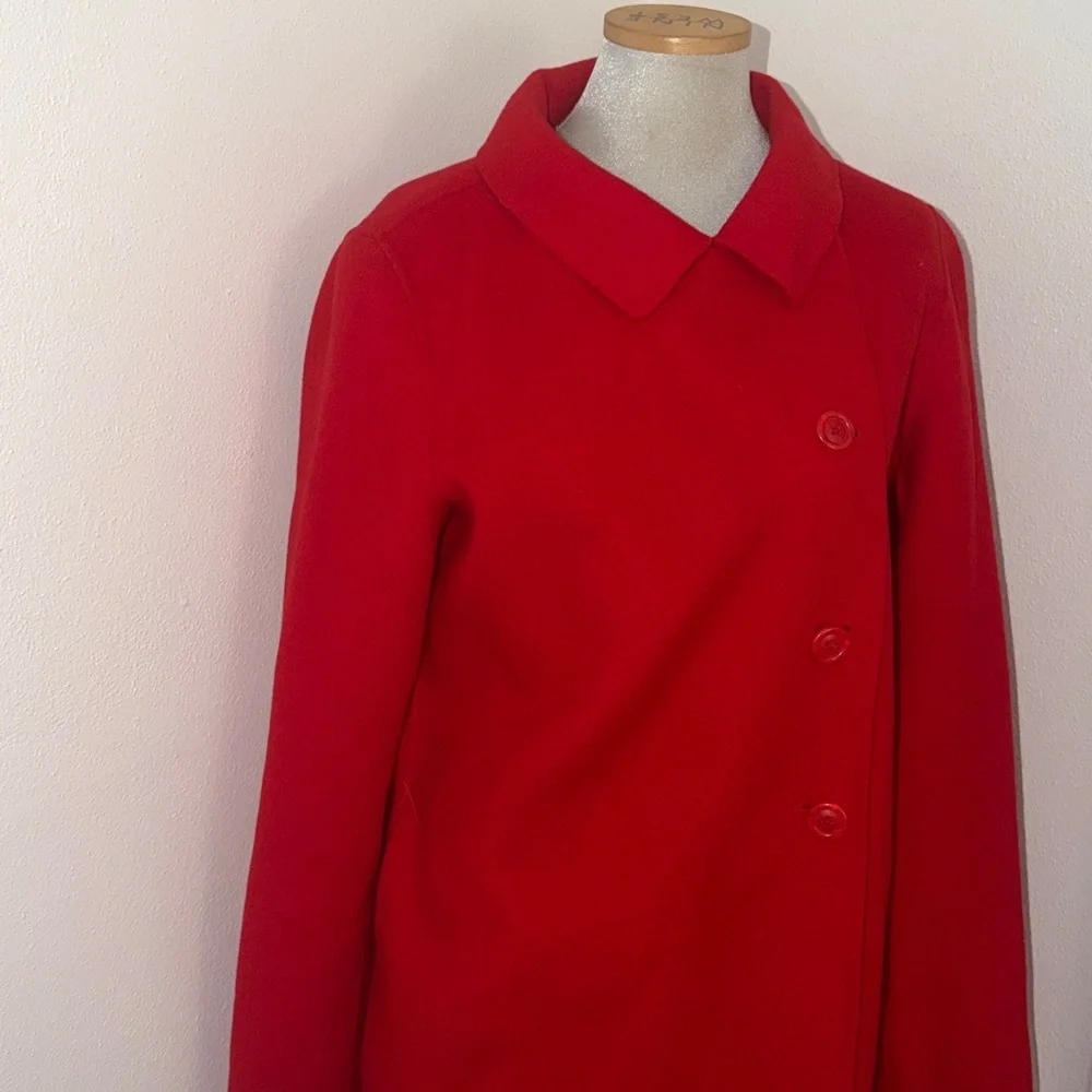 Bloomingdale’s red cashmere wool blend pea coat 8 medium m - Picture 2 of 9